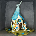 Felt Fairy House with Fairies - Blue