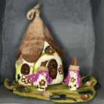 Felt Fairy House with Fairies - Brown