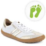 Froddo Kids Barefoot F-Motion Laces Trainer Shoe - White/Gold